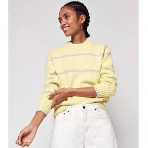 FAHERTY Brights Painted Crew Neck Sweater in Limeaid Stripe